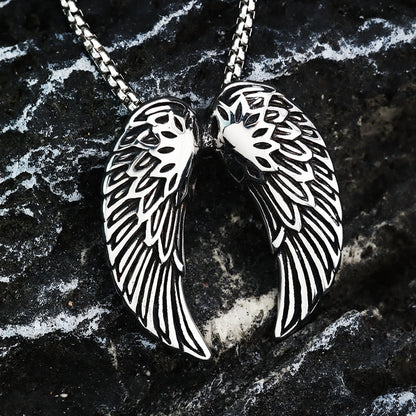 Men's Steel Angel Wings Pendant Necklace