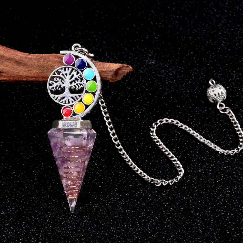 Colorful Life Tree Crystal Gravel Resin Spirit Pendulum