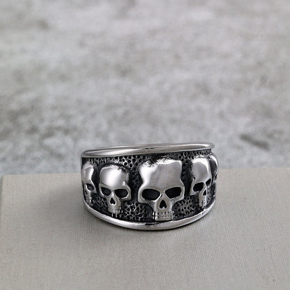 Vintage Solid Stainless Steel Gothic Skull Ring for Men