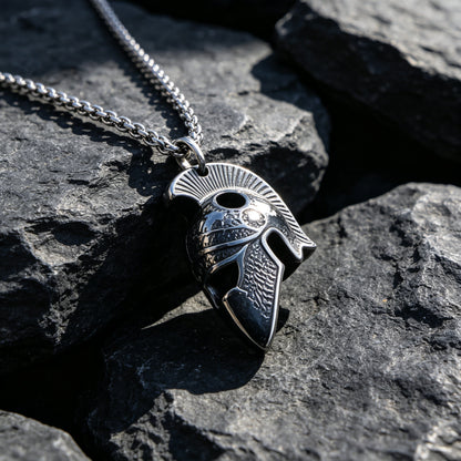 Men's Spartan Warrior Helmet Pendant Necklace