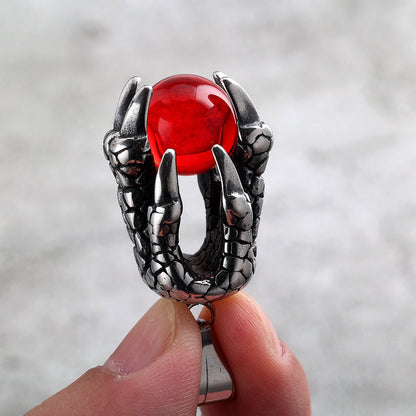Vintage Stainless Steel Dragon Claw Pendant Necklace for Men