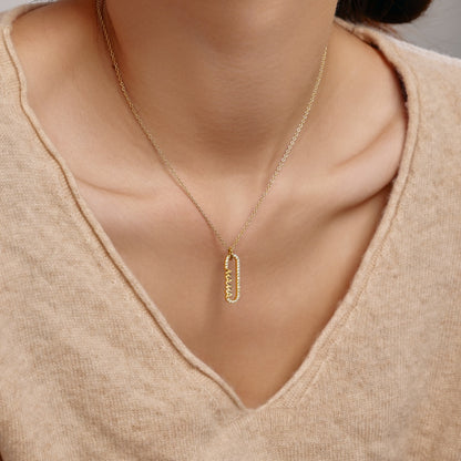 Women's MAMA Letter Pendant Necklace, Rectangle Frame Inlaid Zirconia, S925 with Gold Plating