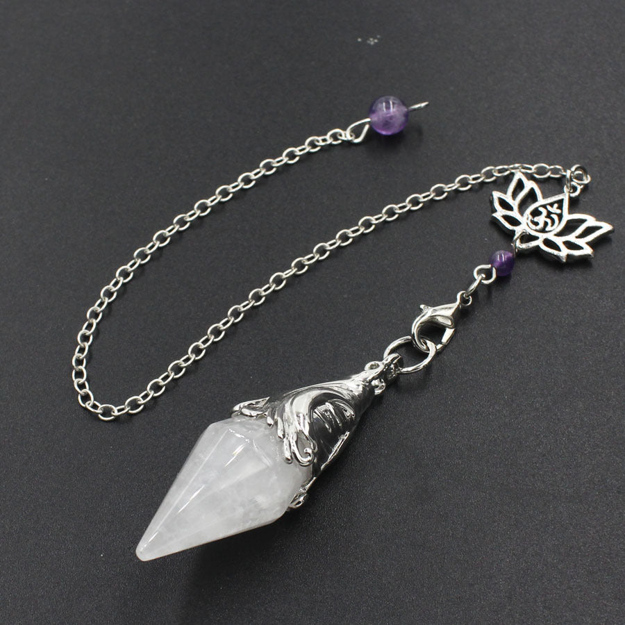 Lotus Chain Cut Pyramid Crystal Spirit Pendulum