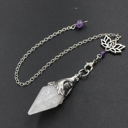 Lotus Chain Cut Pyramid Crystal Spirit Pendulum
