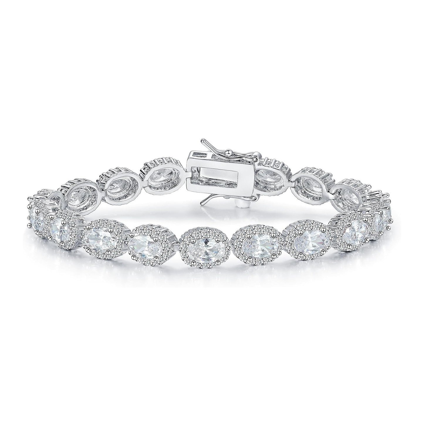 Women&Men's Elliptical Disc 4*6mm Zircon Cuban Tennis Bracelet