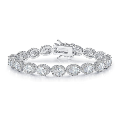 Women&Men's Elliptical Disc 4*6mm Zircon Cuban Tennis Bracelet