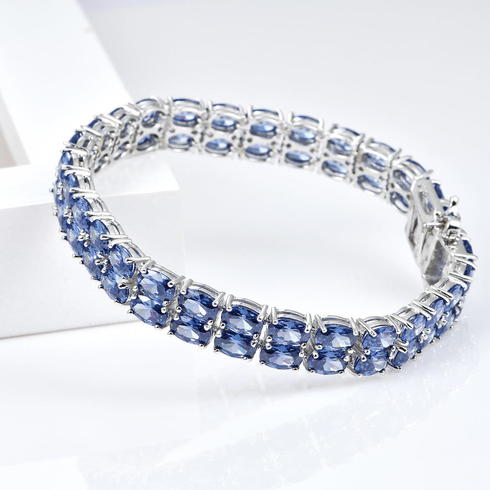 Women's Sterling Silver Pear Cut Blue Sapphire Tennis Bracelet