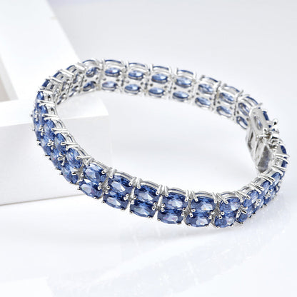 Women's Sterling Silver Pear Cut Blue Sapphire Tennis Bracelet