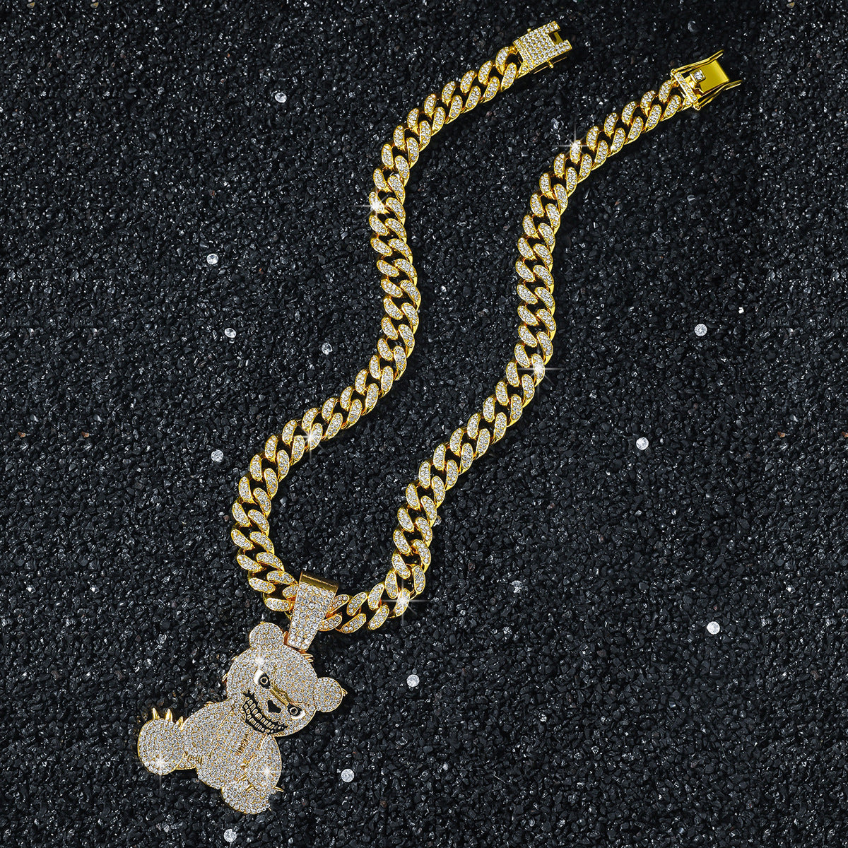 Hip-Hop Animal Bear Cuban Chain Pendant Necklace