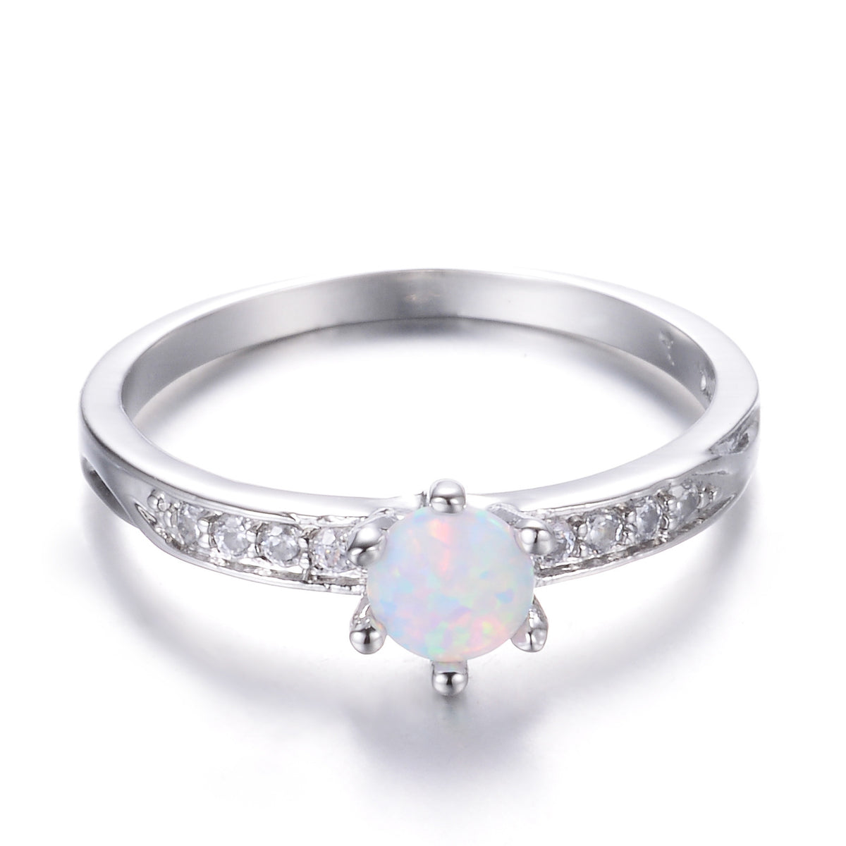 Women's Six Prong Opal ring with Zirconia