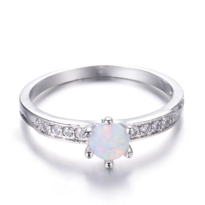 Women's Six Prong Opal ring with Zirconia