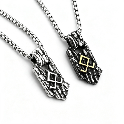 Vintage Nordic Stainless Steel Men's Unique Viking Rune Pendant Necklace