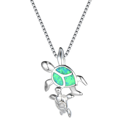 Opal Two turtle-shaped necklaces
