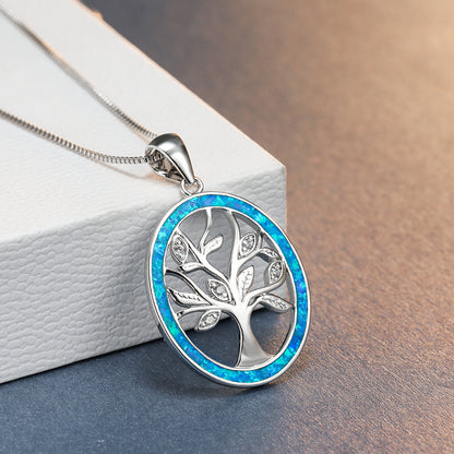 Life Tree Blue Opal Necklace