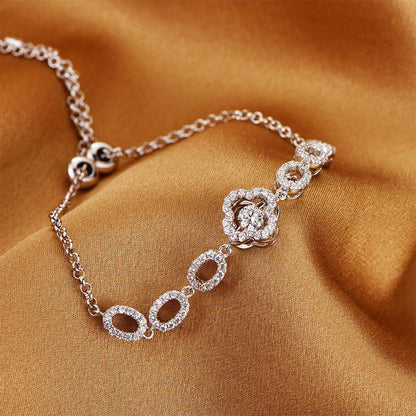Women's White Gold 4 Leaf Clover Shape Beating Shinny Adjustbale Bracelet
