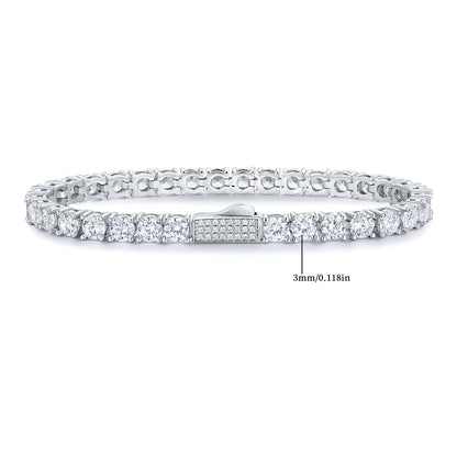 Women&Men's 3mm Spring Clasp Zircon Tennis Bracelet