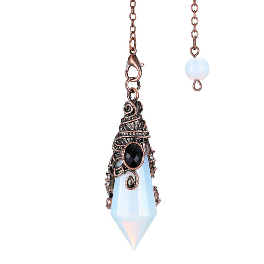 Vintage Palace Style Natural Crystal 12-Facet Hexagonal Pyramid Spirit Pendulum