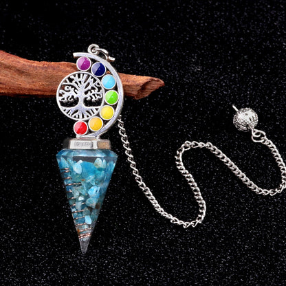 Colorful Life Tree Crystal Gravel Resin Spirit Pendulum