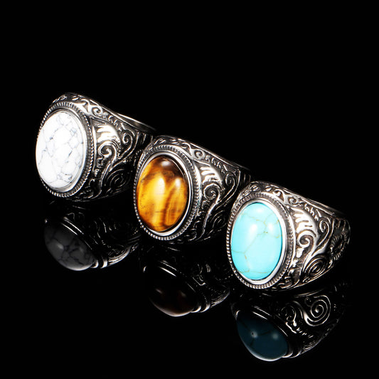Men's Vintage Turquoise Tiger's Eye Ring