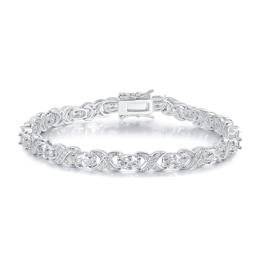 Women&Men's Four-Claw Egg-Shaped Zircon Tennis Bracelet