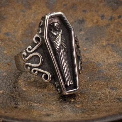 Men's Dark Retro Skull Series Zombie Coffin Resin Ring