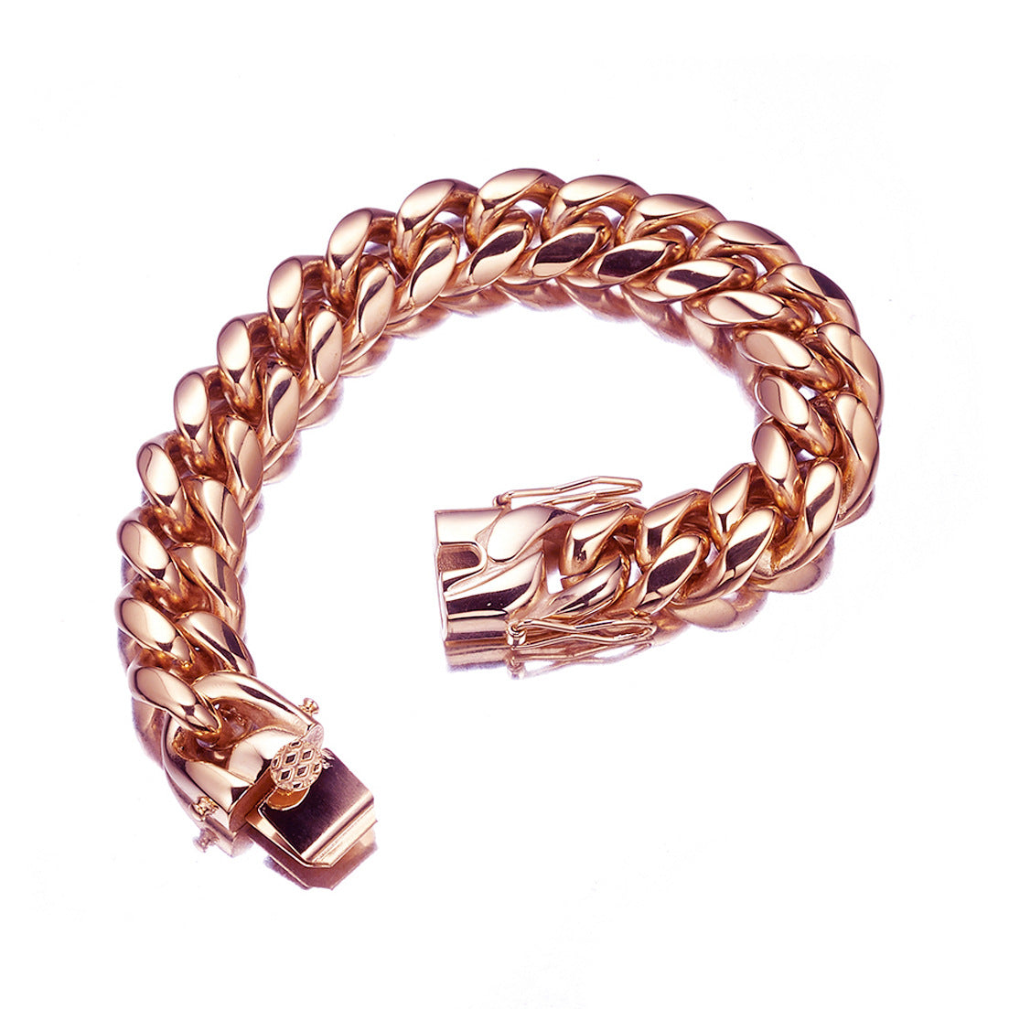 Men’s Slim European American Hip Hop Stainless Steel Tight Weave Electroplated Brazilian Chain Bracelet Fashion Wrist Jewelry