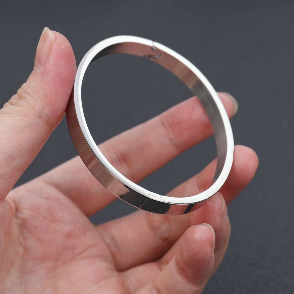Men’s Minimalist Stainless Steel Cuff Bangle with Snap Clasp Fashion Wrist Jewelry