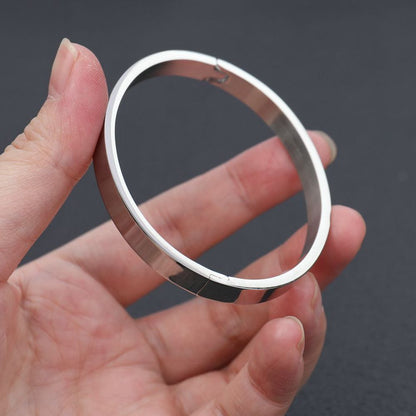 Men’s Minimalist Stainless Steel Cuff Bangle with Snap Clasp Fashion Wrist Jewelry