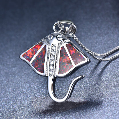 Platinum blue Australian batfish pendant necklace