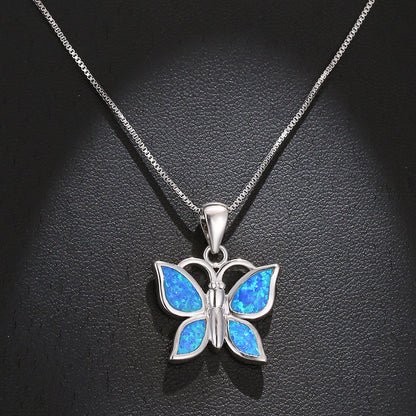 Blue Australian butterfly pendant necklace