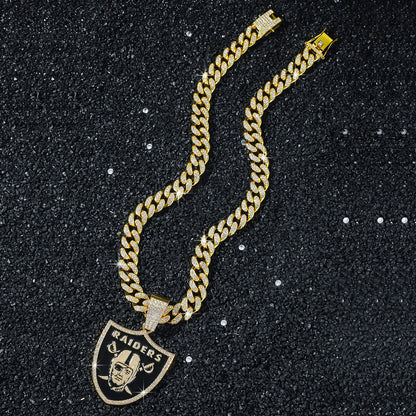 Hip-Hop Pirate Shield Cuban Chain Pendant Necklace