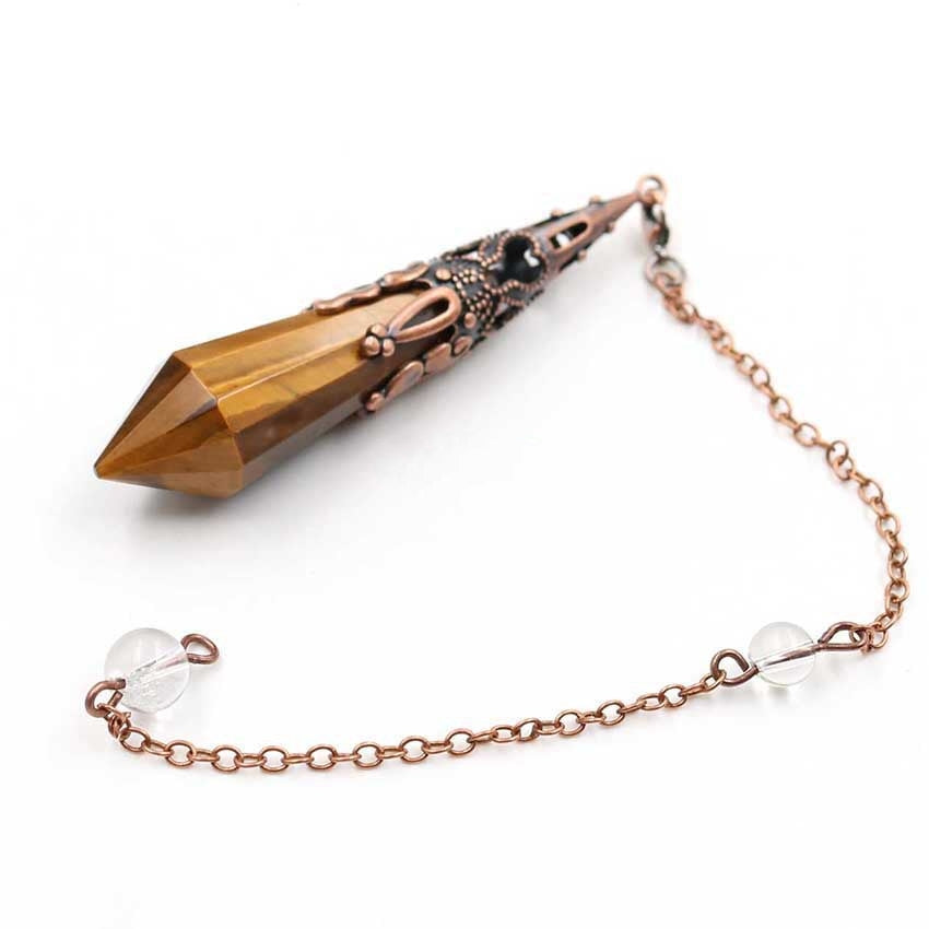 Vintage Red Copper Faceted Crystal Spirit Pendulum