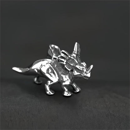 Men's Steel 3D Triceratops Pendant Necklace