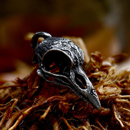 Men's Engraved Crow Pendant Necklace