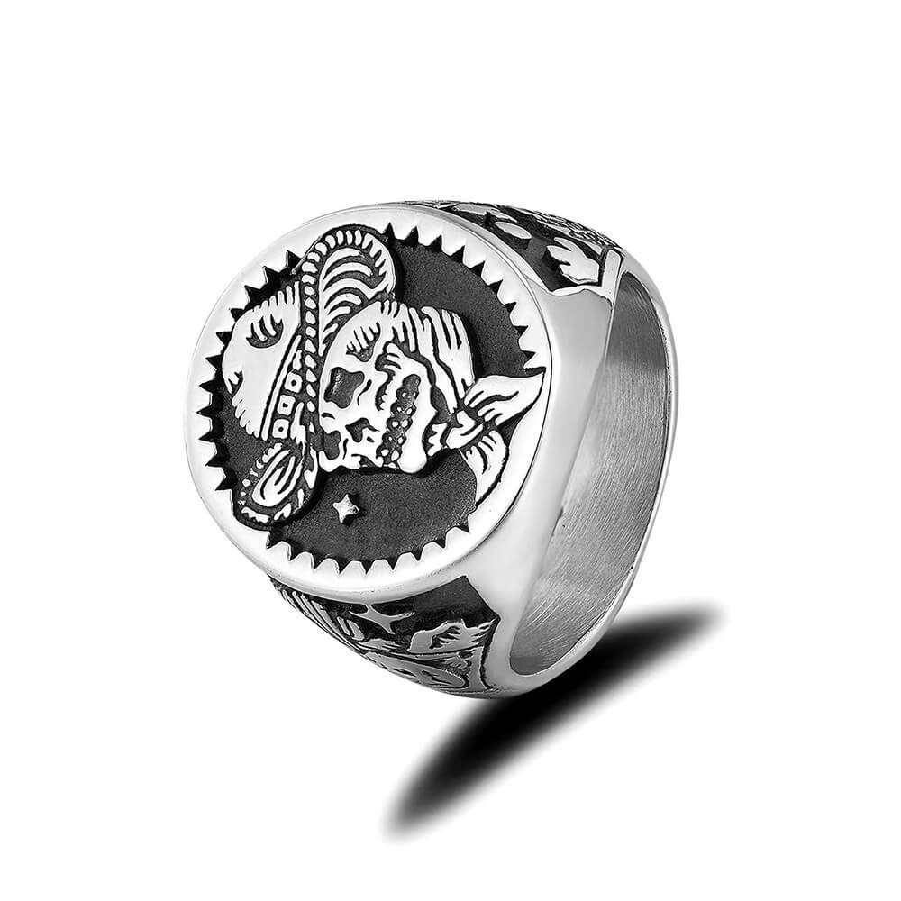 Men's Vintage Punk Pipe Skull Ring