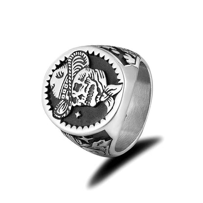 Men's Vintage Punk Pipe Skull Ring