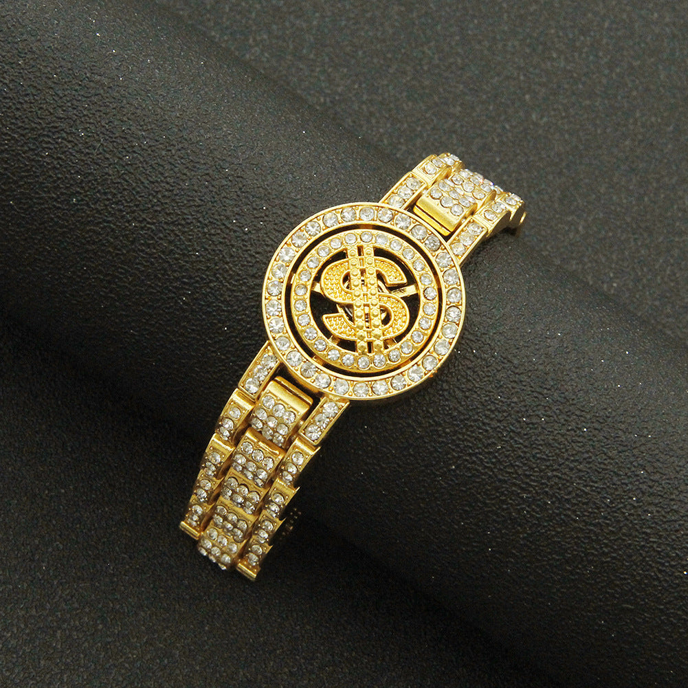 Hip-Hop Rotating Disc Dollar Bracelet
