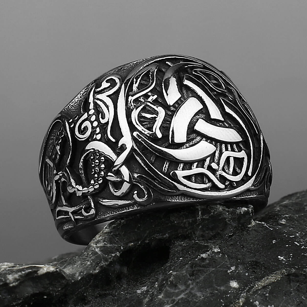 Vintage Solid Stainless Steel Viking Celtic Knot Ring for Men