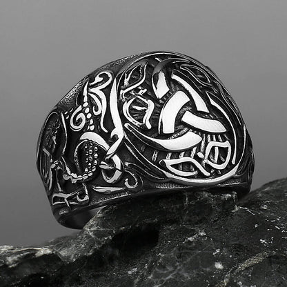 Vintage Solid Stainless Steel Viking Celtic Knot Ring for Men