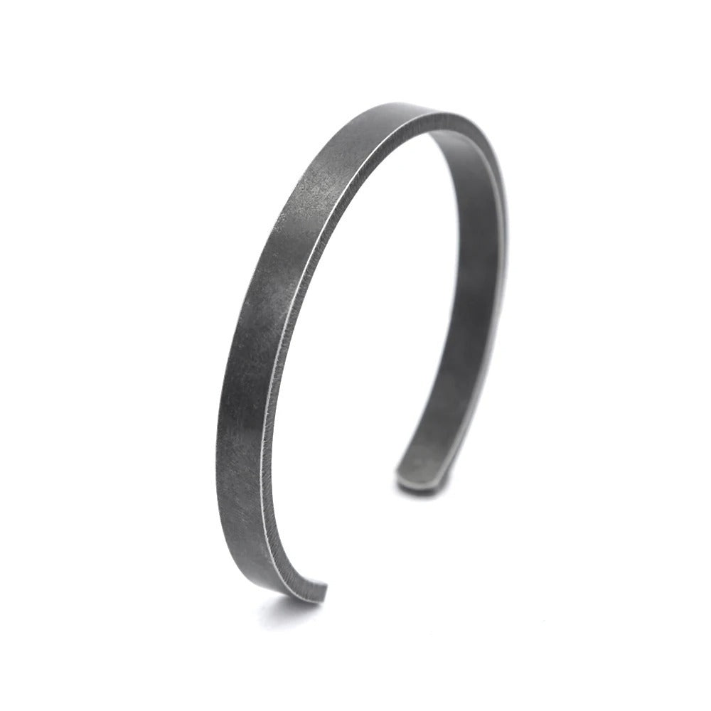 Men's Minimalist Stainless Steel Open C Cuff Bracelet, Smooth Plain Band Versatile Solid Bangle Jewelry