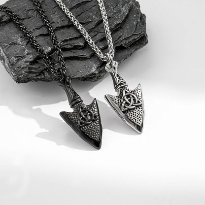 Men's Steel Celtic Knot Spearhead Pendant Necklace