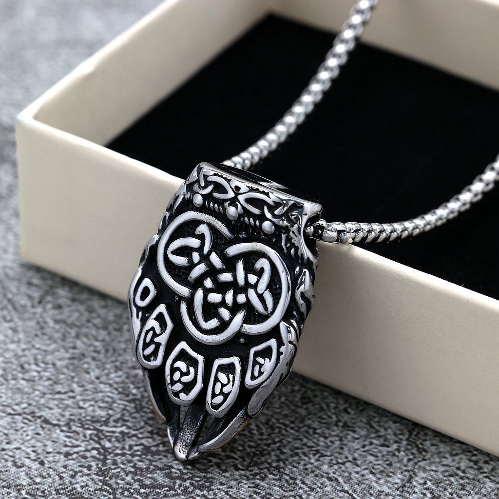 Vintage Stainless Steel Viking Bear Claw Pendant Necklace for Men