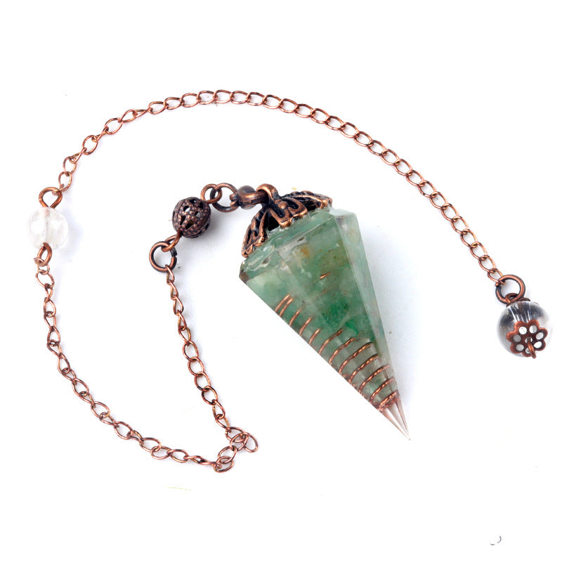 Colorful crystal clock pendulum ancient red copper flower base resin spirit pendulum