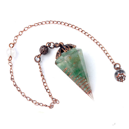 Colorful crystal clock pendulum ancient red copper flower base resin spirit pendulum