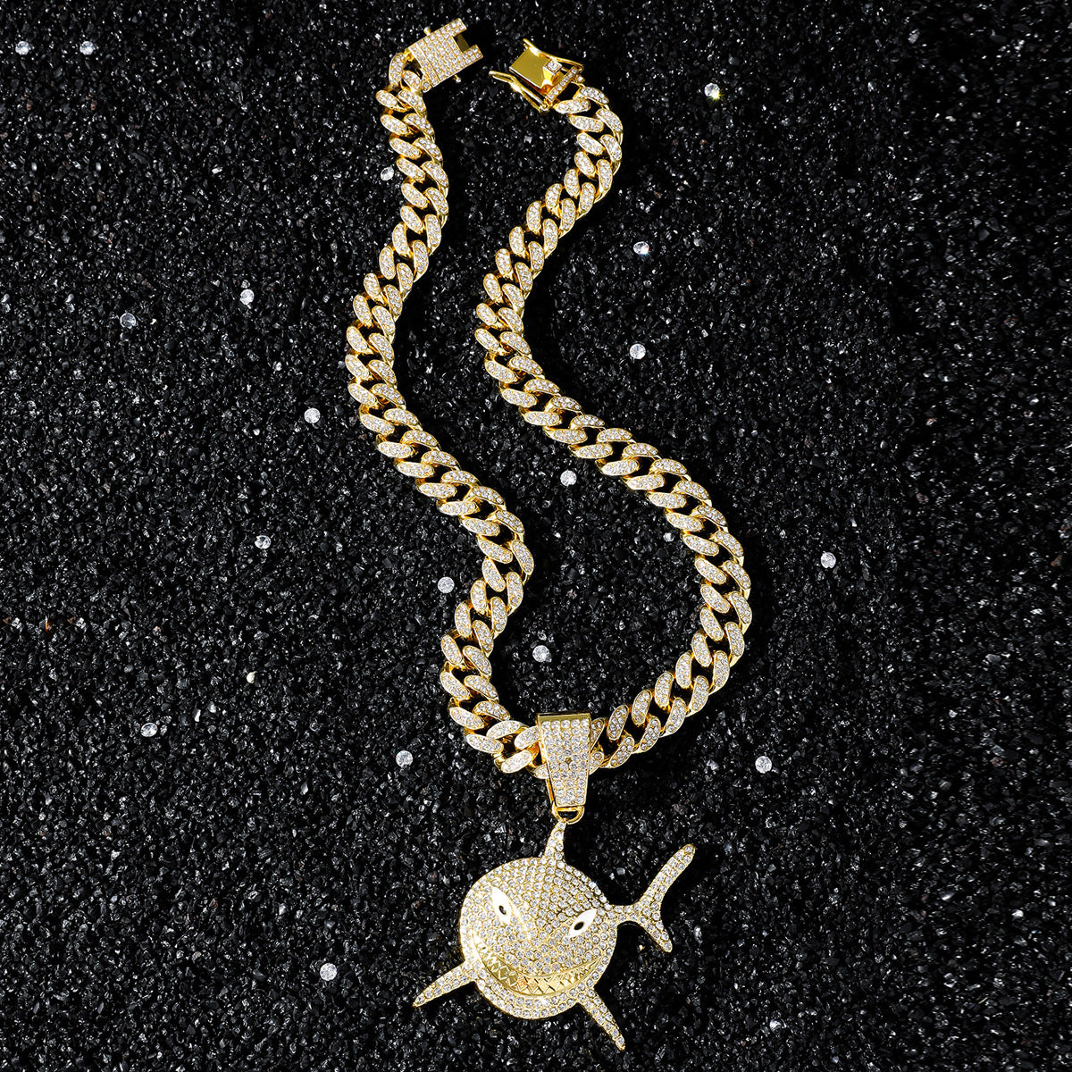 Hip-Hop Shark-Shaped Cuban Chain Pendant Necklace