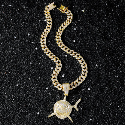 Hip-Hop Shark-Shaped Cuban Chain Pendant Necklace