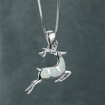 Opal Elk Pendant Necklace