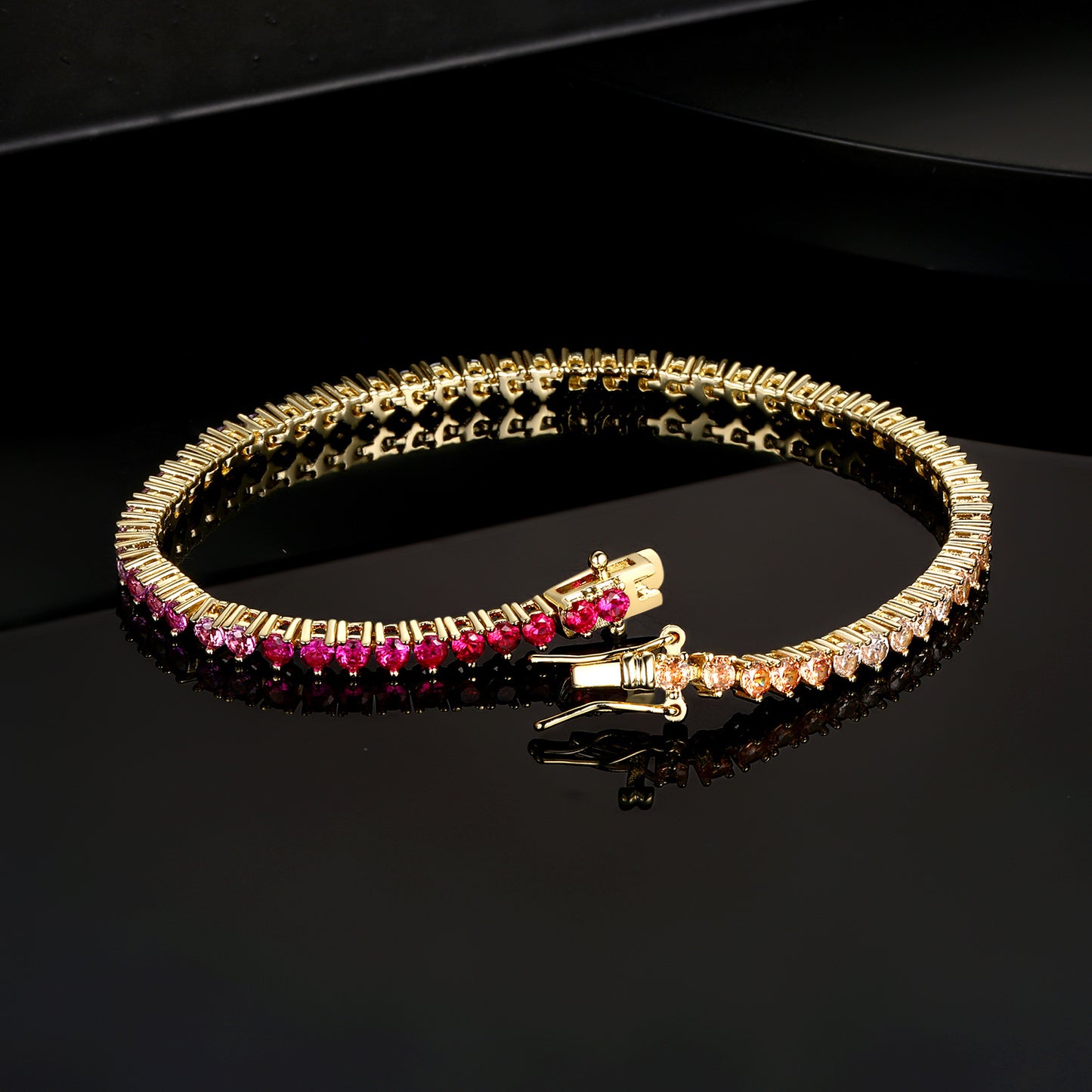 Women&Men's 2.5mm Gradient Zircon Tennis Ball Three-Claw Bracelet