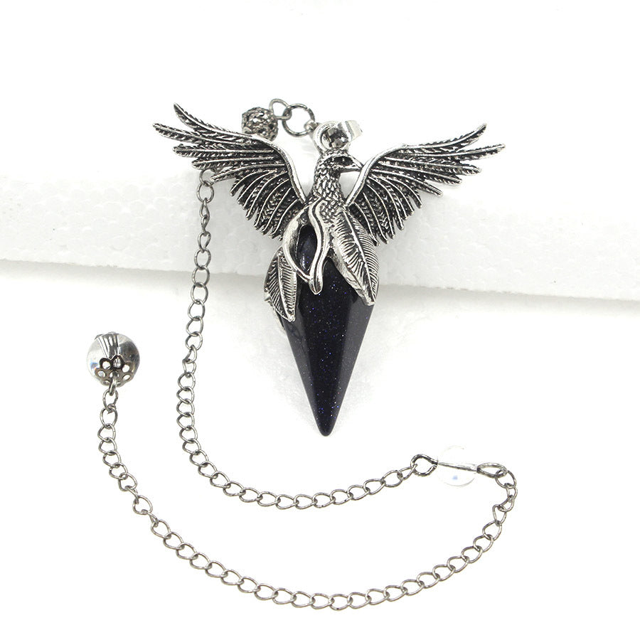 Crystal Rhombus-Cone Cut Peacock Spirit Pendulum