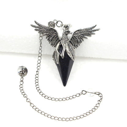 Crystal Rhombus-Cone Cut Peacock Spirit Pendulum